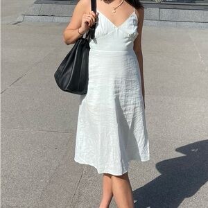 Light Blue Linen Midi Dress